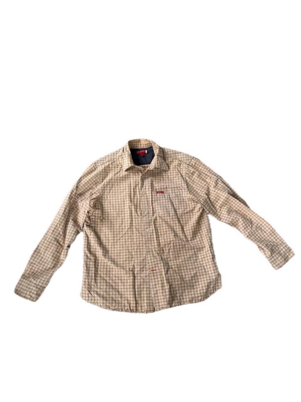 Guess Men's Beige Plaid Button-Down Shirt